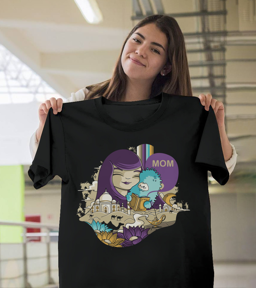 Mom Reader Taj Mahal Fantasy Scene T-Shirt