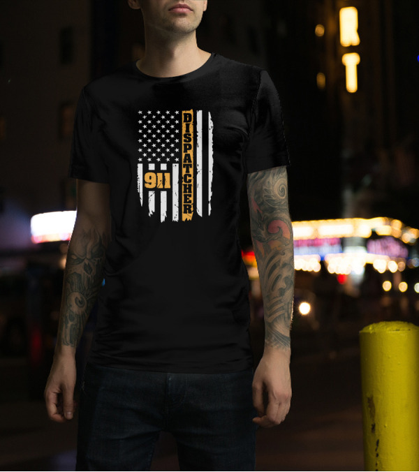 911 Dispatcher American Flag USA T-Shirt
