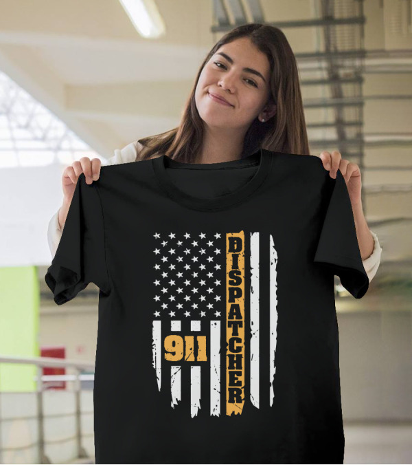 911 Dispatcher American Flag USA T-Shirt