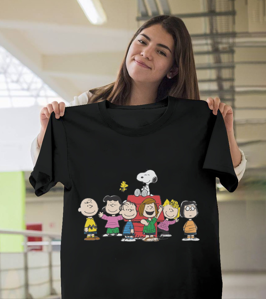 Snoopy and Peanuts Gang Characters on Couch T-Shirt