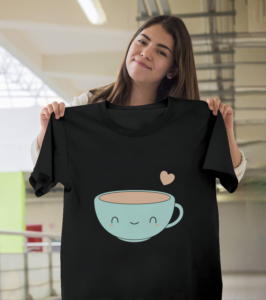 Hearts With Coffee New Smiling Cup and Heart T-Shirt