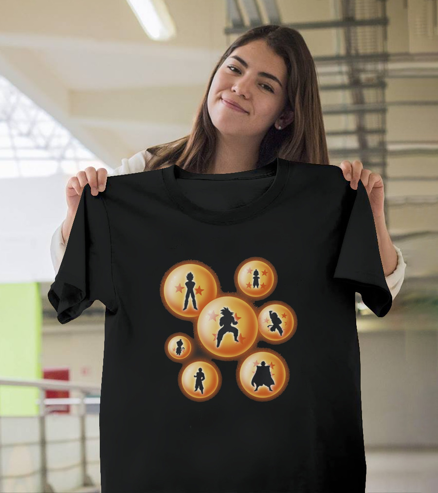 Krilling Dragon Ball Character Silhouettes in Dragon Balls T-Shirt
