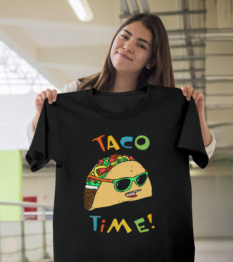 Taco Time Cool Sunglasses Graphic Fun T-Shirt