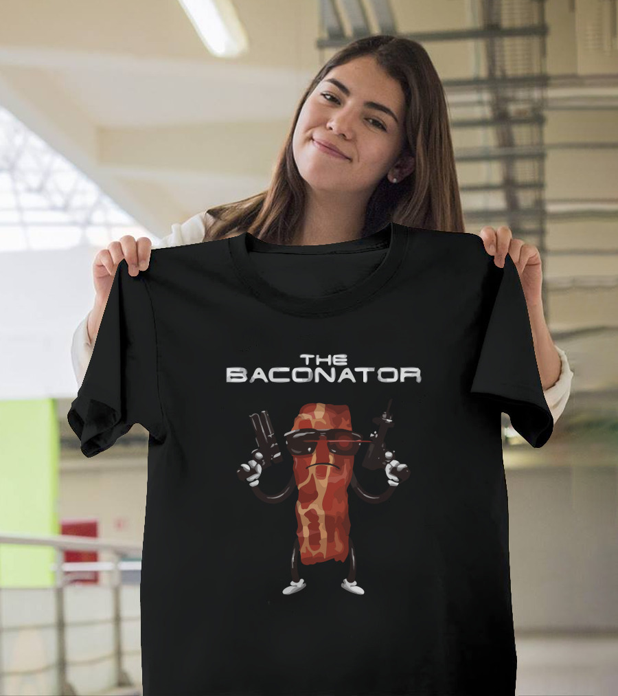 THE BACONATOR Guns and Sunglasses Character T-Shirt