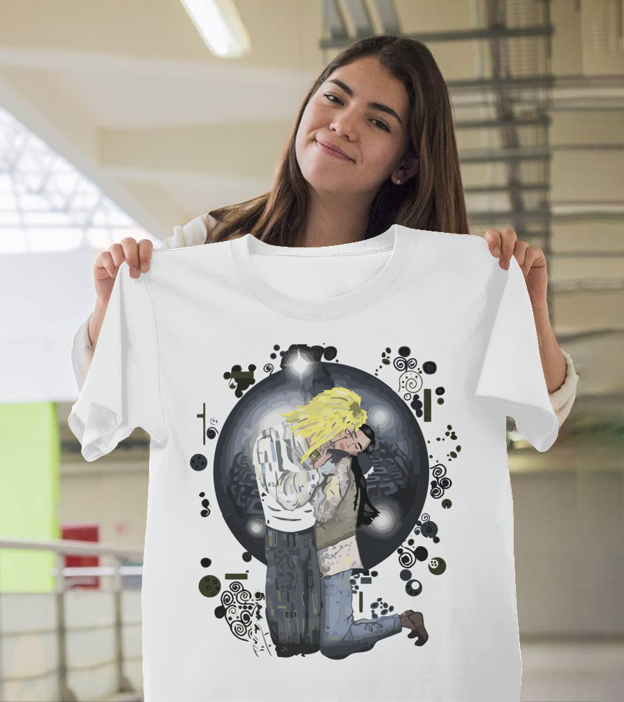 Jareth and Sarah Embrace from Labyrinth T-Shirt