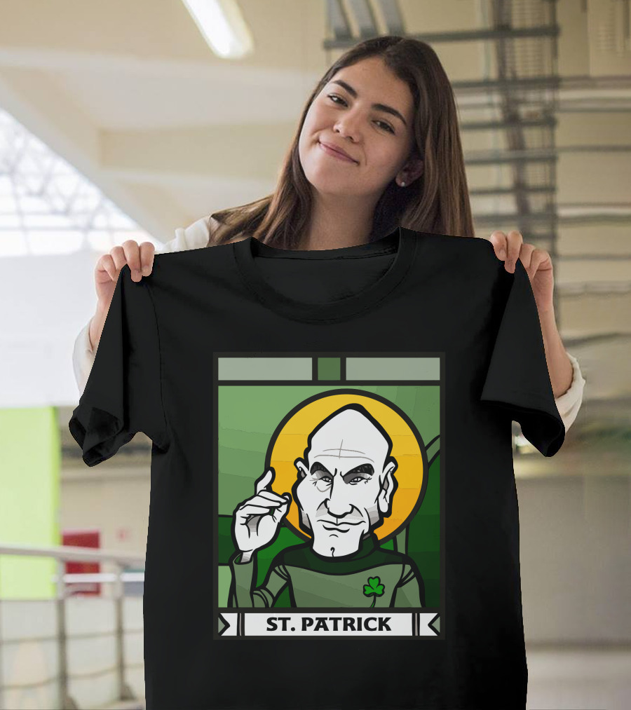St. Patrick Comic Style Shamrock Character T-Shirt