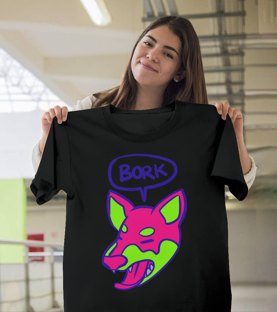 Bork Neon Dog Head with Speech Bubble T-Shirt
