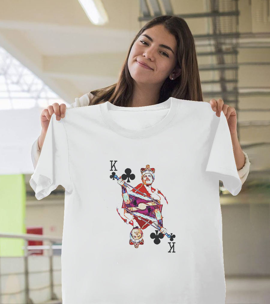 K Playing Card King of Clubs Design with Iconic Microphone Holder T-Shirt