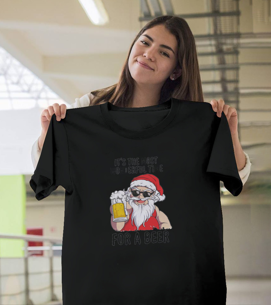 It's the Most Wonderful Time for a Beer Xmas Santa T-Shirt