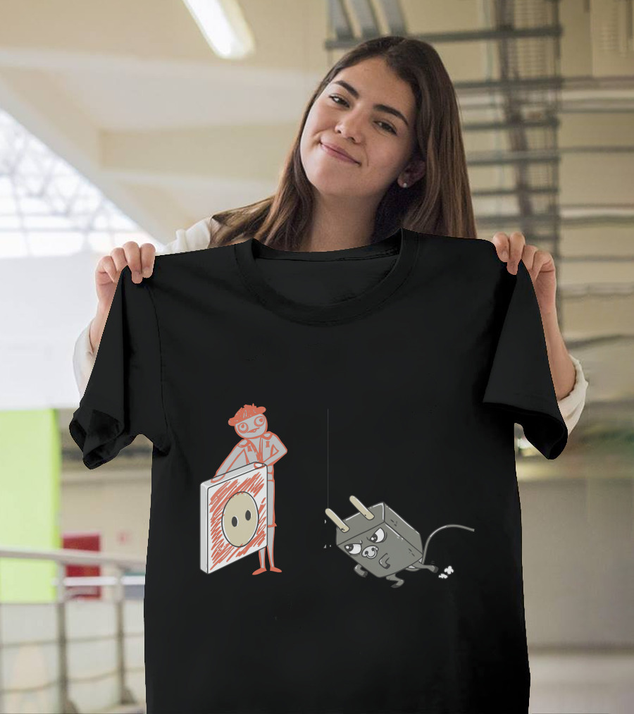 Charging Plug Pursuit by Stickman and Angry Electrical Outlet T-Shirt