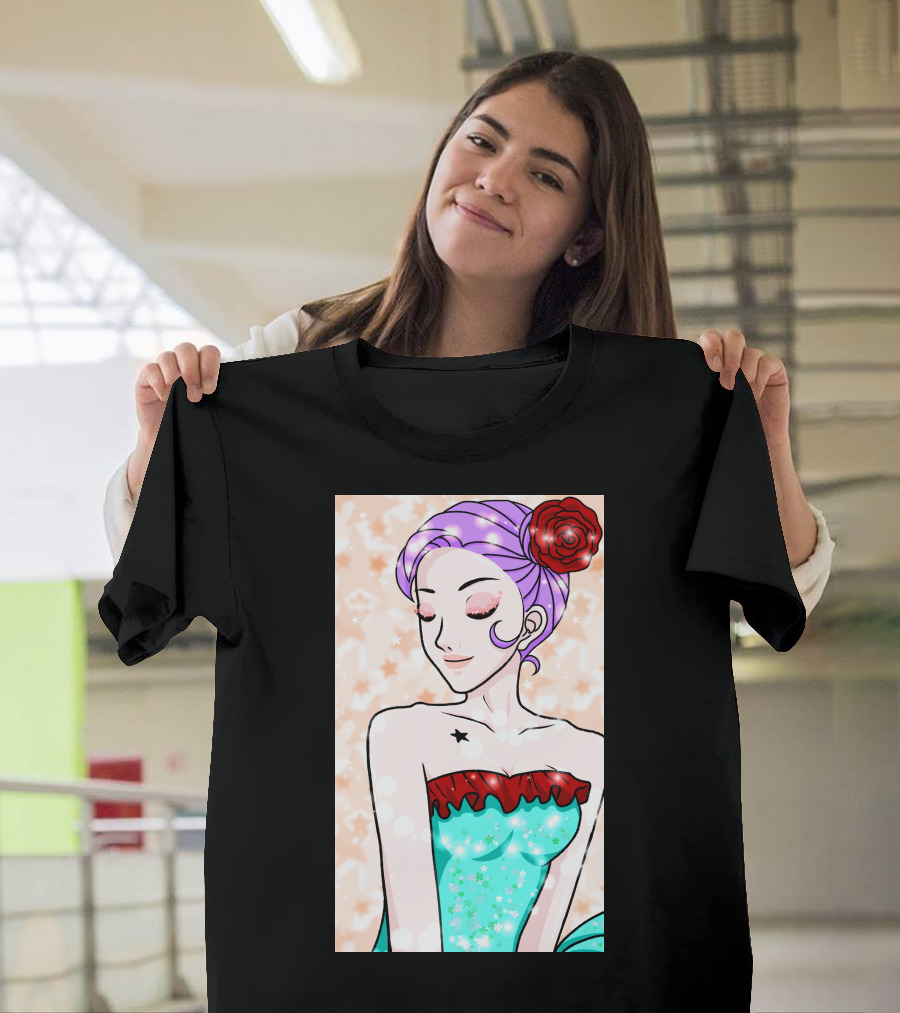 Sparkling Ballerina Star Tattoo Red Flower Purple Hair Mint Dress T-Shirt
