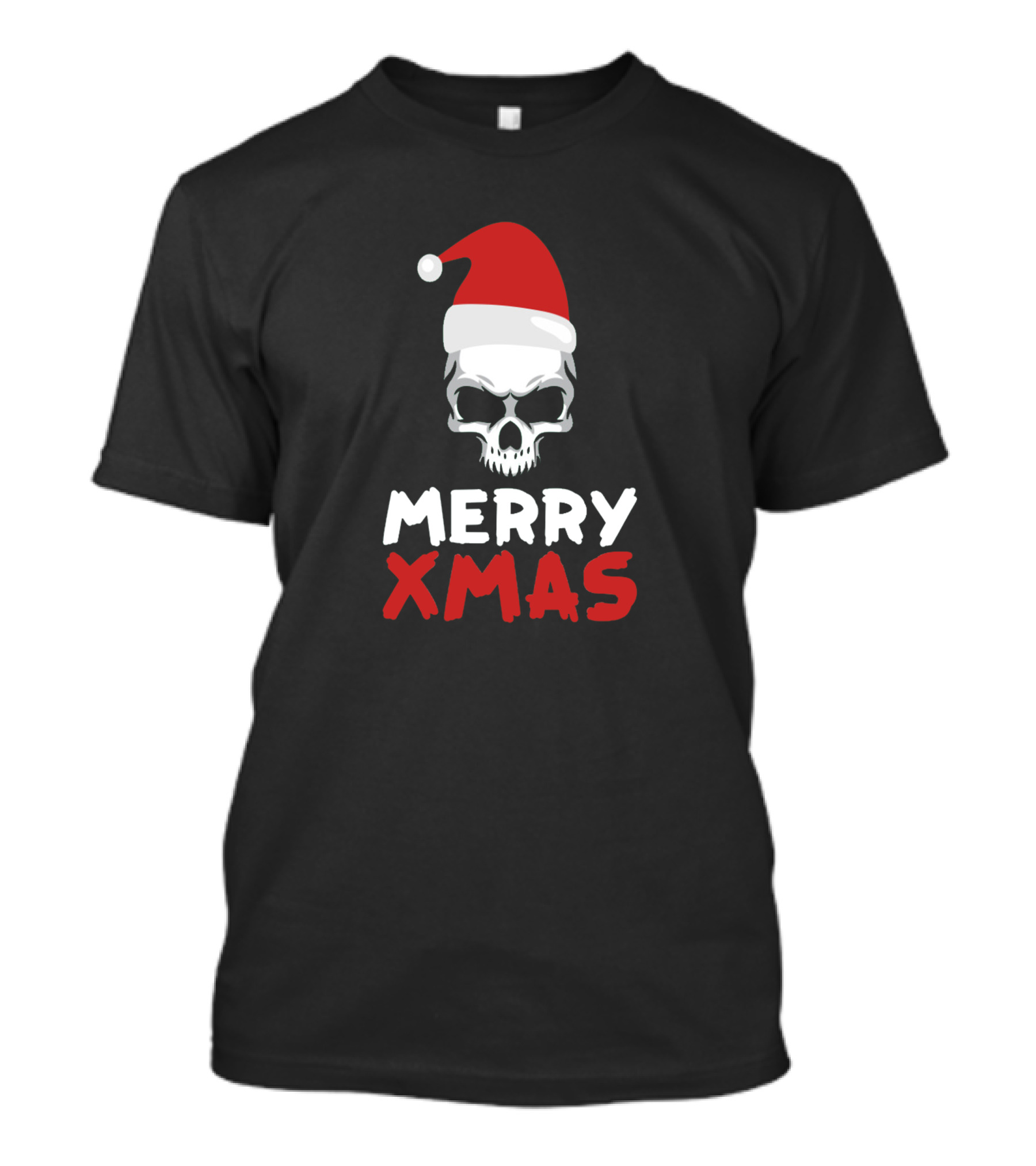 Merry Xmas Skull With Santa Hat T-Shirt