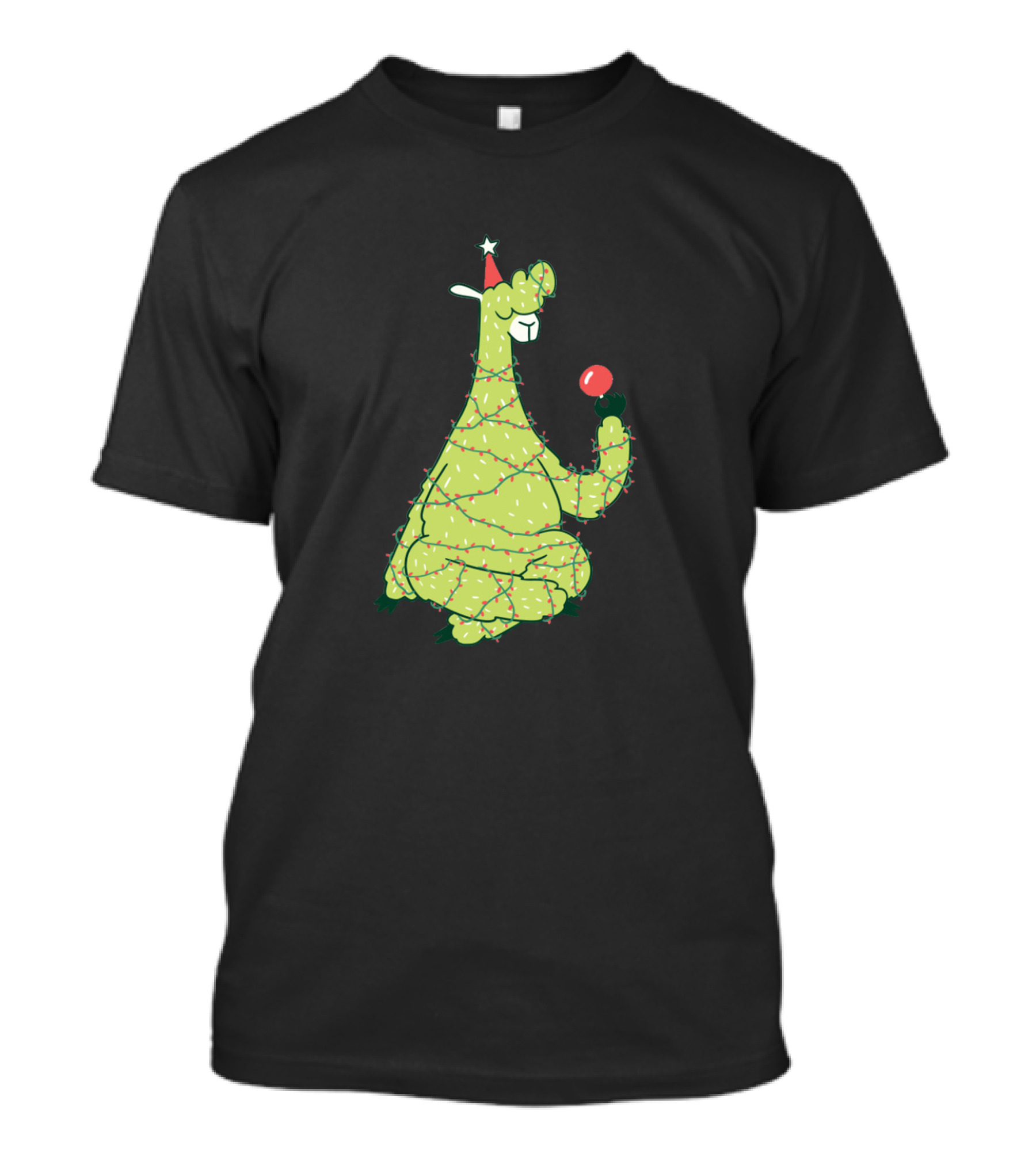 Christmas Tree Llama Weihnachtsbaum Holiday Lights T-Shirt
