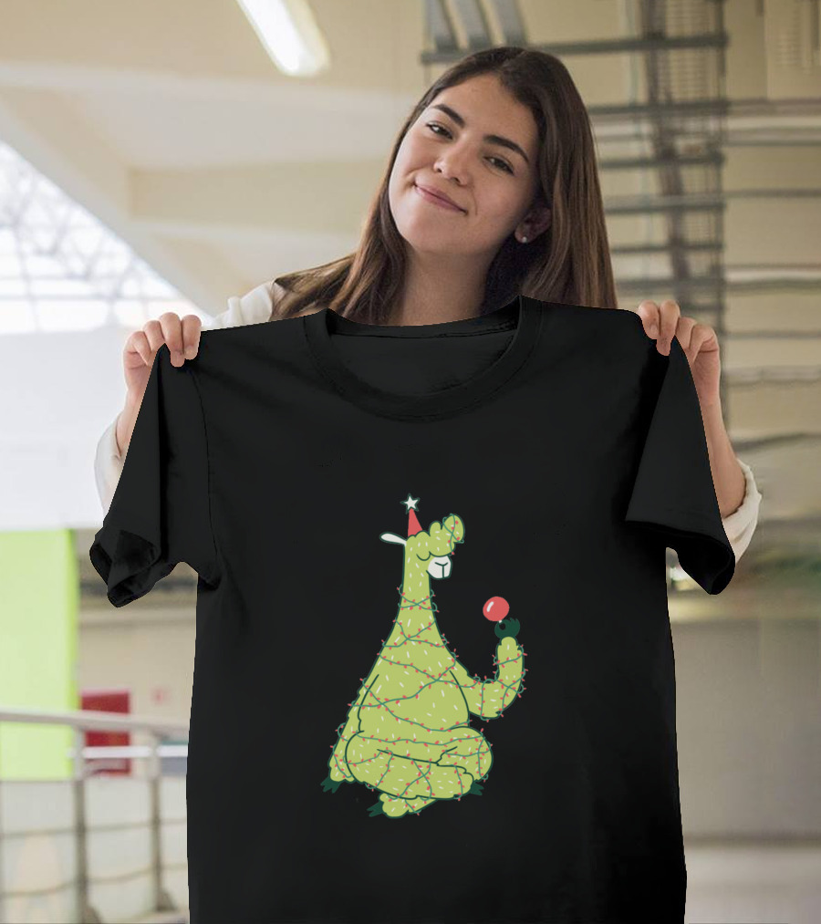 Christmas Tree Llama Weihnachtsbaum Holiday Lights T-Shirt