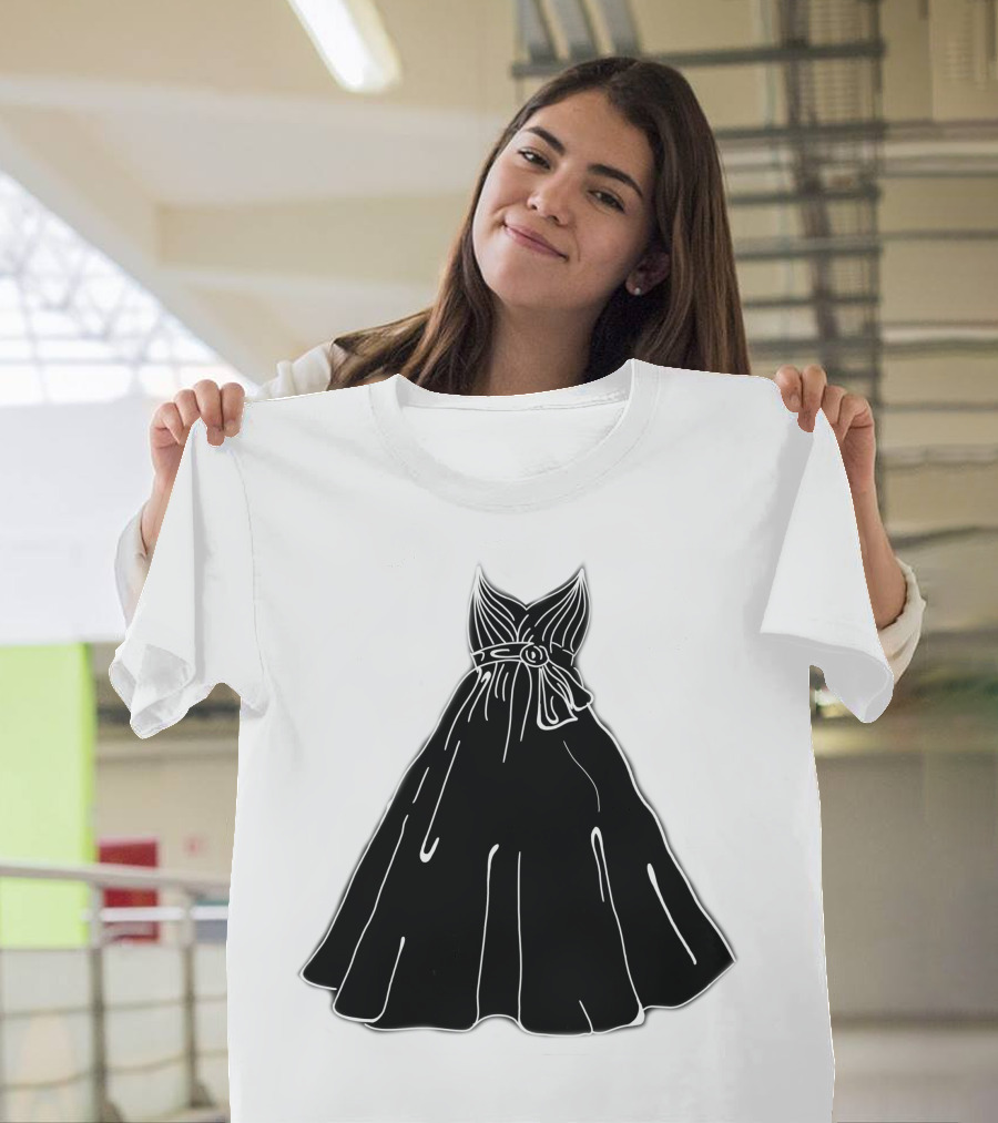 Princess Black Gown Line Art Sketch Dress Belt T-Shirt