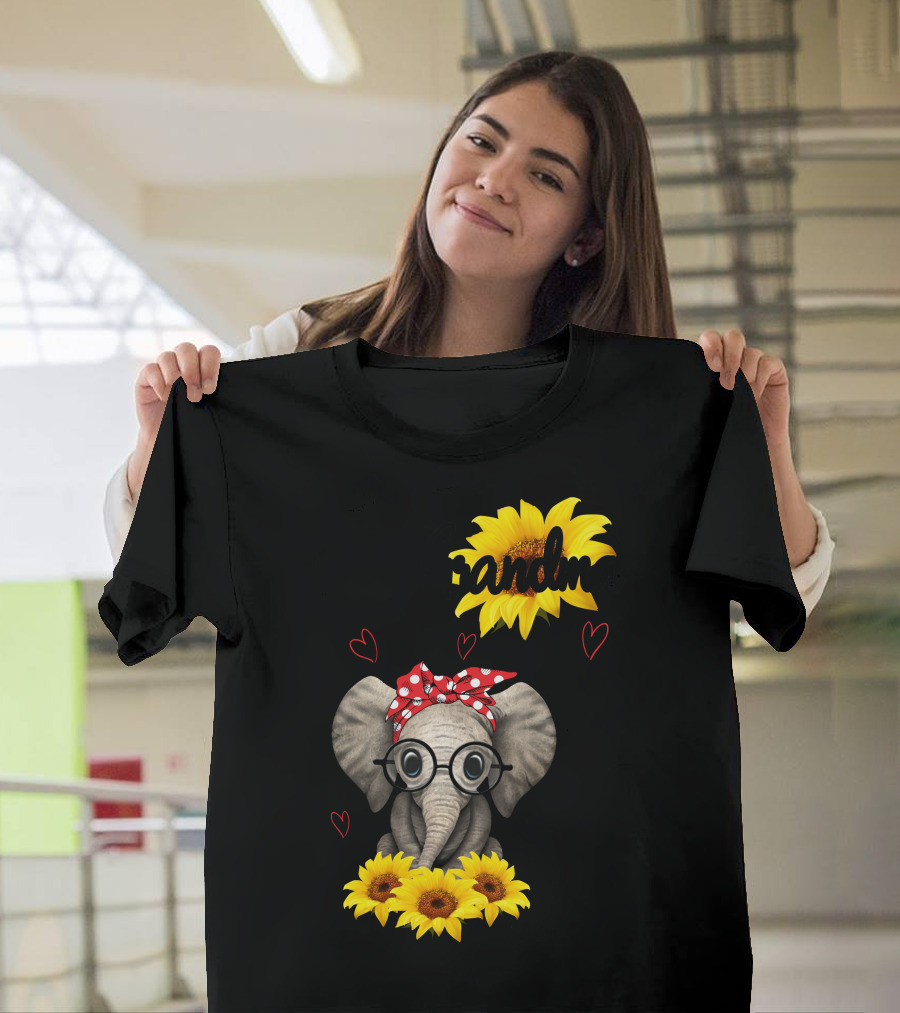 Grandma Blessed to Be Called with Elephant Sunflower Hearts T-Shirt