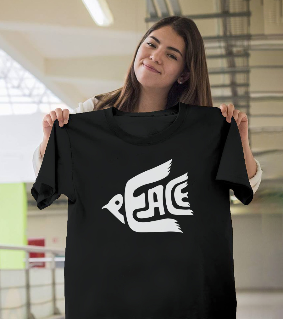 Peace Dove Icon Text T-Shirt