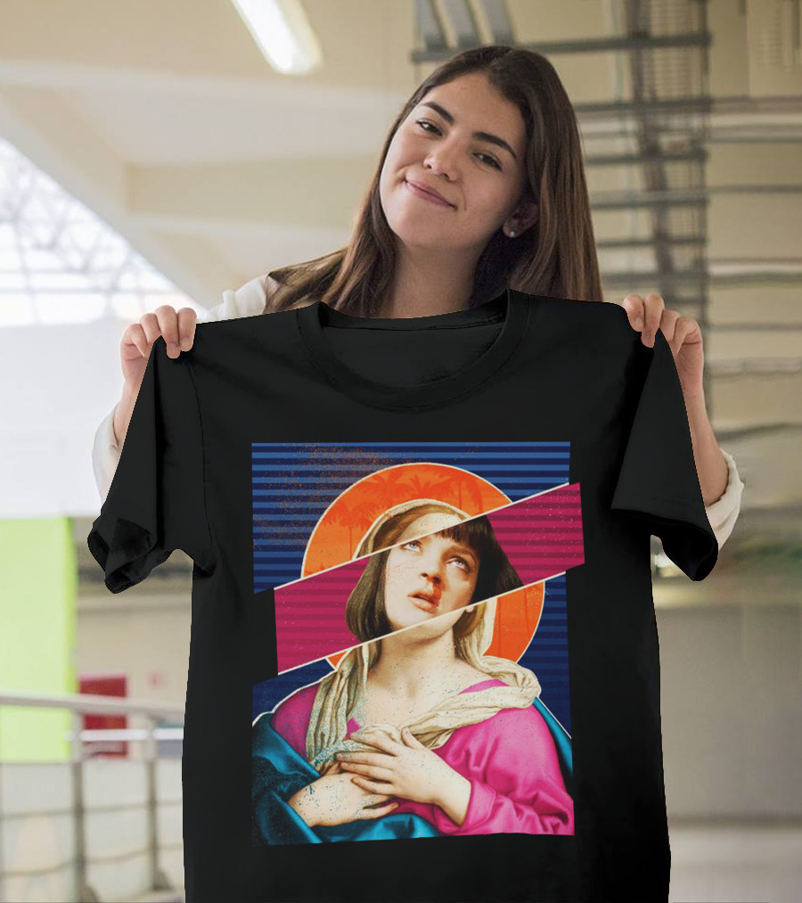 Virgin Mia Cool Retro Iconic Collage with Halo and Stripes T-Shirt