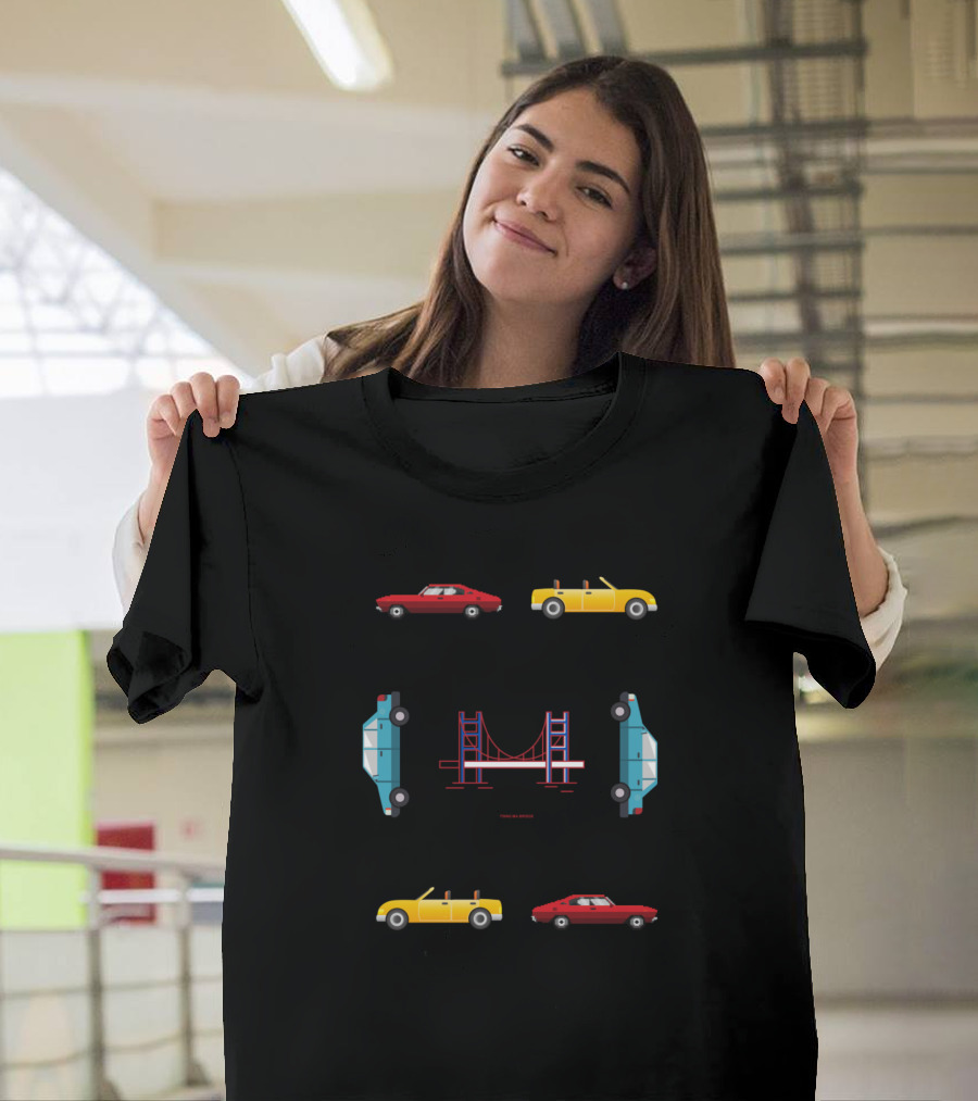 Bridge to Nowhere Retro Cars Symmetrical Alignment T-Shirt