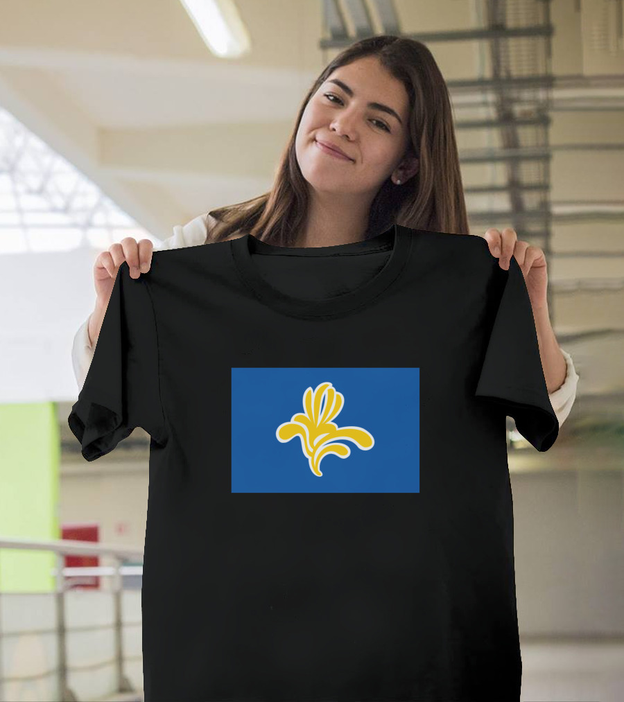 Brussels Iris Symbol on Blue Flag Background T-Shirt