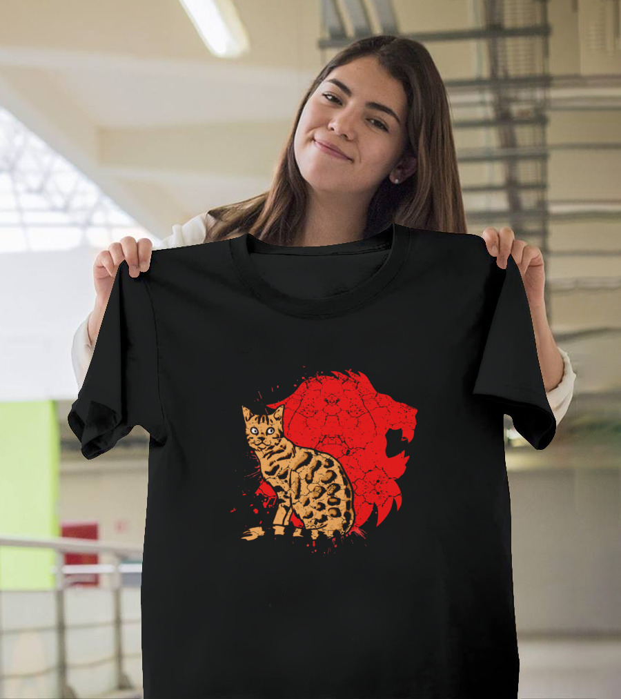 Cat with Lion Silhouette Motivational T-Shirt