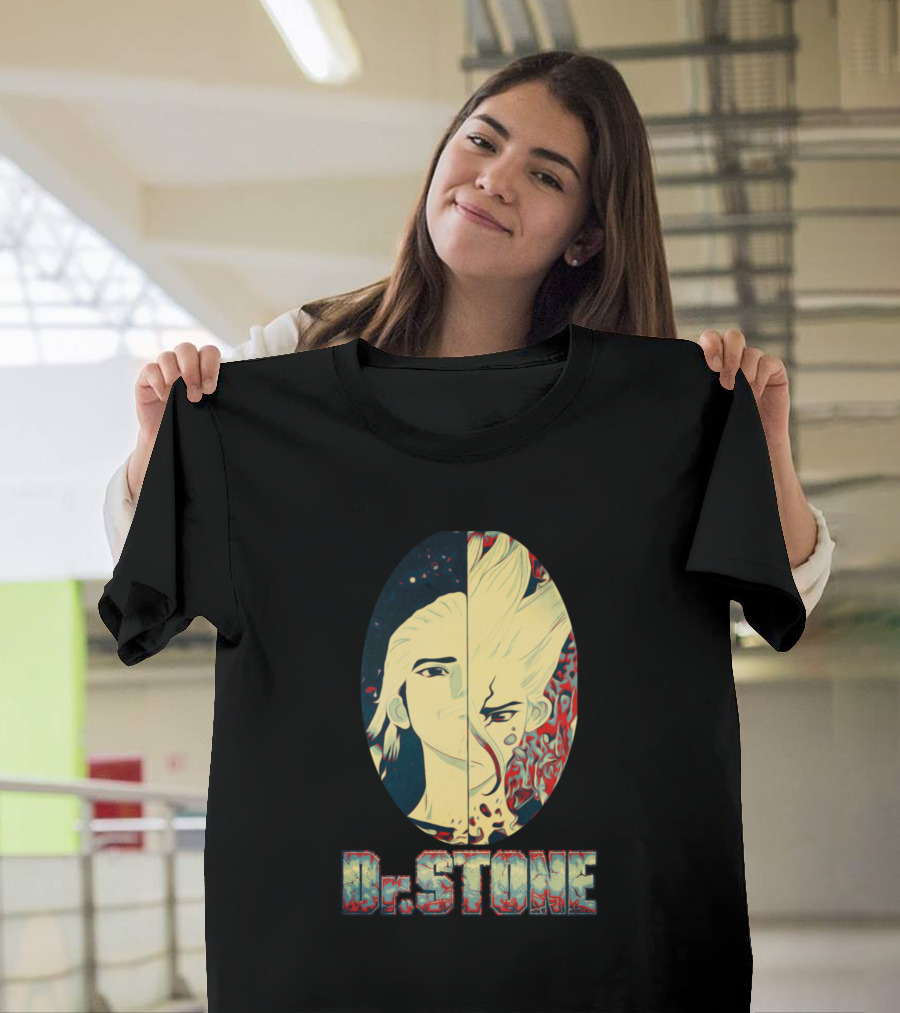 Dr Stone Byakuya Senki Colour Split Faces T-Shirt