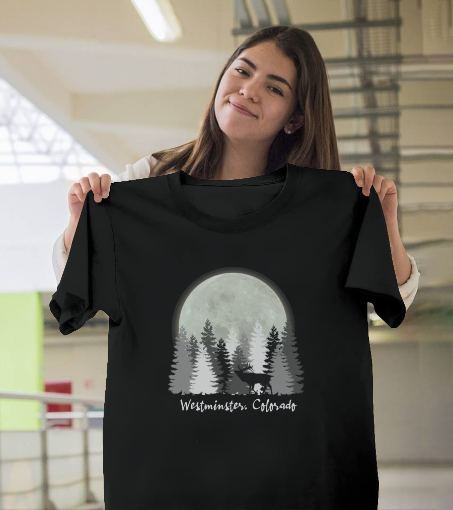 Westminster Colorado Full Moon Forest Elk Scene T-Shirt