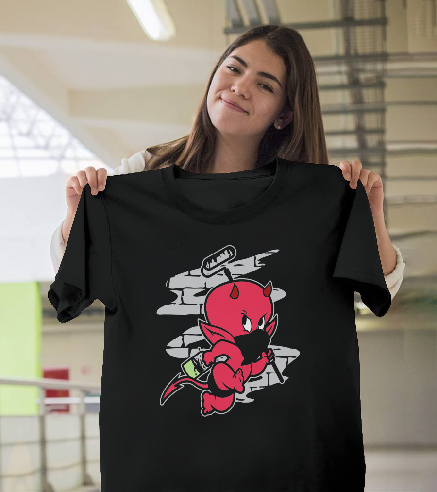Masked Devil Graffiti Artist Wall Painting T-Shirt