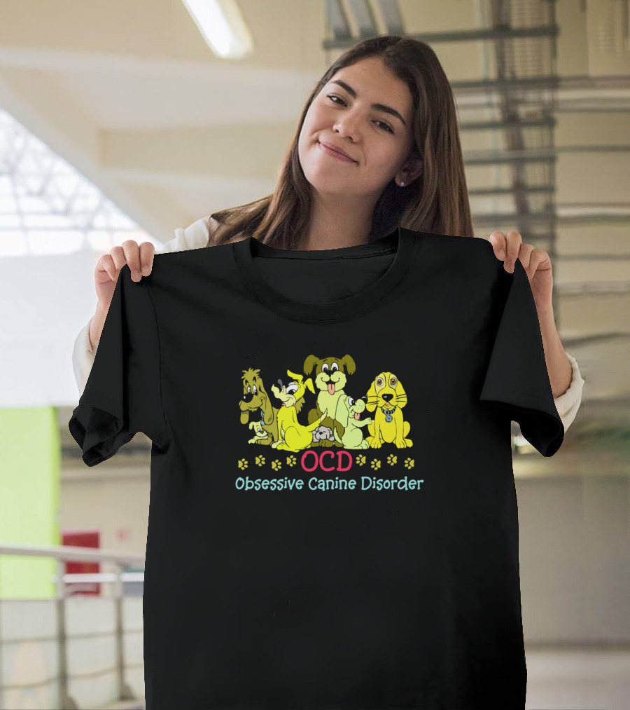 OCD Obsessive Canine Disorder Cartoon Dogs Paws T-Shirt