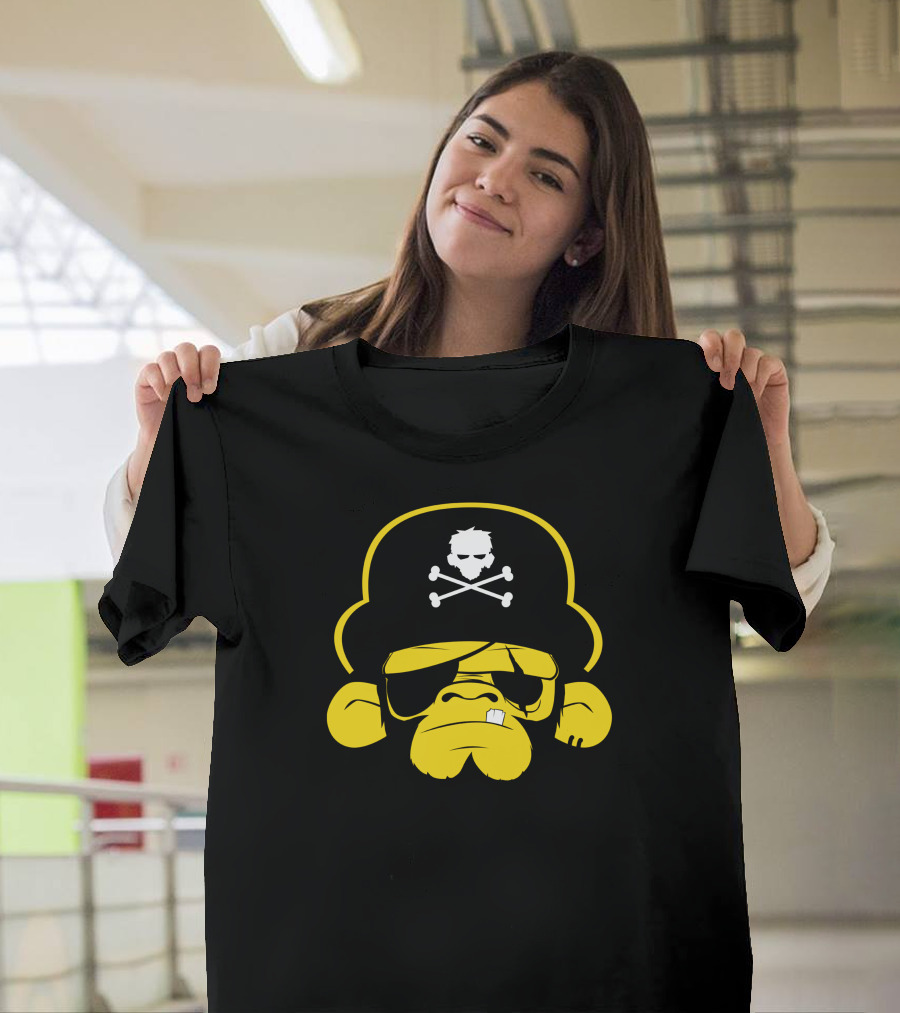 Pirate Monkey Skull and Crossbones Eyepatch T-Shirt