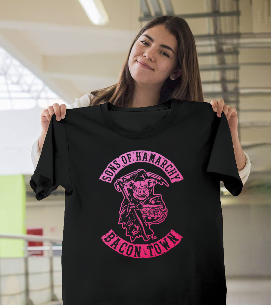 Sons of Hamarchy Bacon Town Pig with Bacon Crossbones T-Shirt