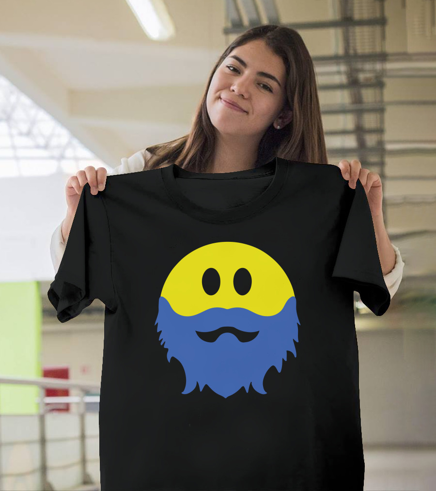 Bearded Smiley Face with Blue Beard T-Shirt