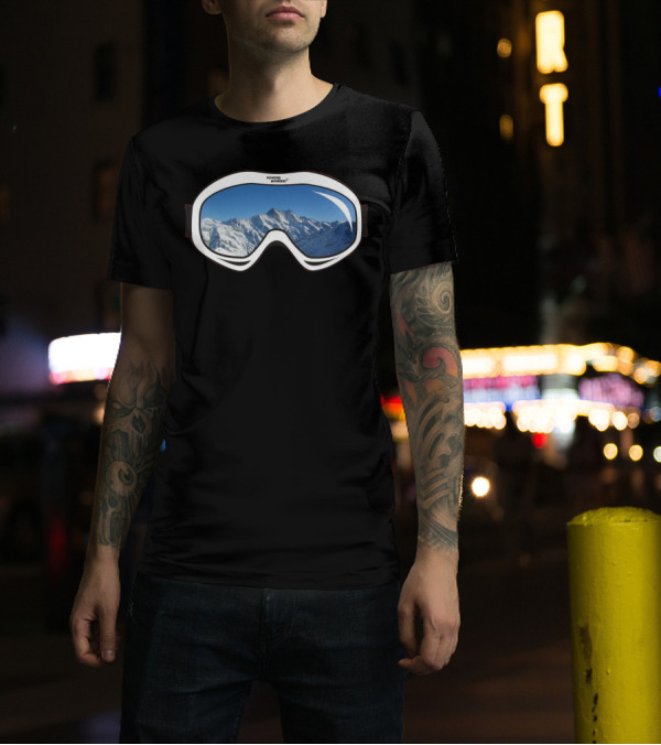 POWDER MONKEEZ Ski Goggles Mountain景 T-Shirt
