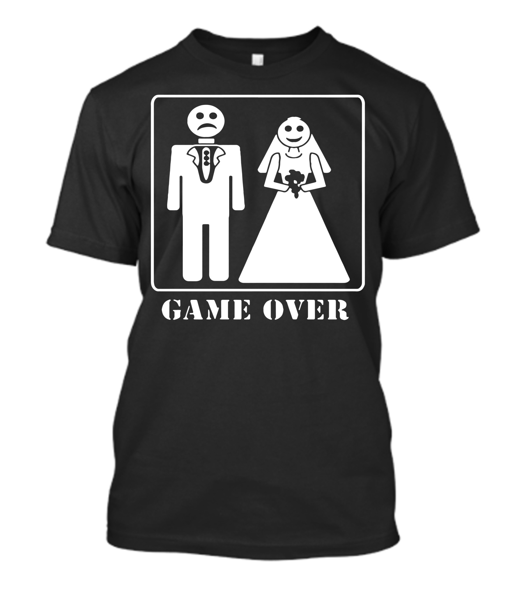 Wedding Humor Game Over Bride Groom Smile And Frown T-Shirt