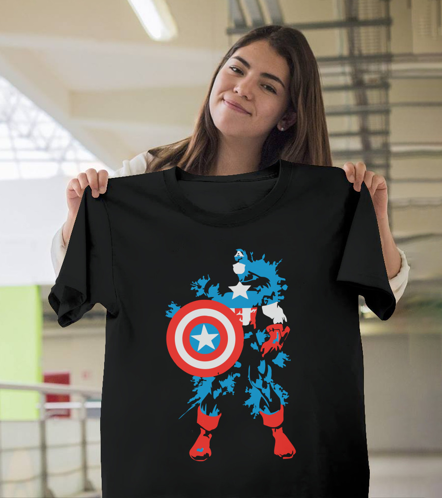 Captain Splash Shield Stars Blue and Red Hero T-Shirt