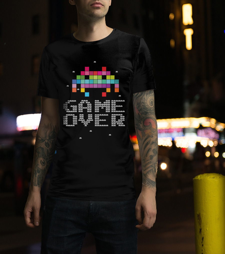 Game Over Pixel 8 Bit Space Invaders Retro Arcade T-Shirt