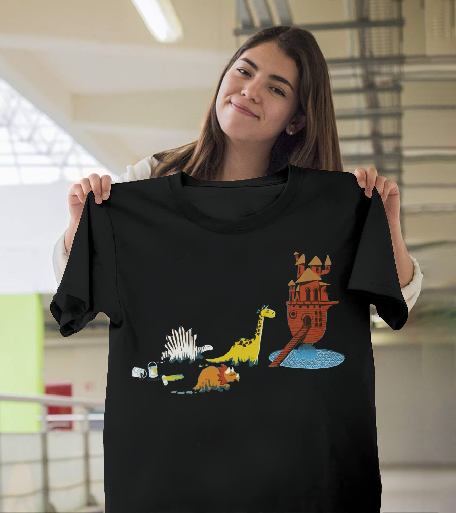 Nice Try Dinosaurs Painting Noah's Ark Adventure T-Shirt