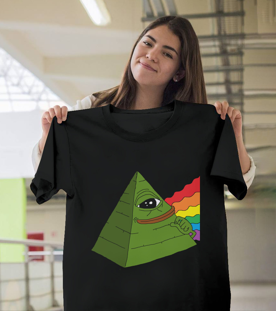 Pepe the Illuminati Pyramid Eye with Rainbow Beam T-Shirt
