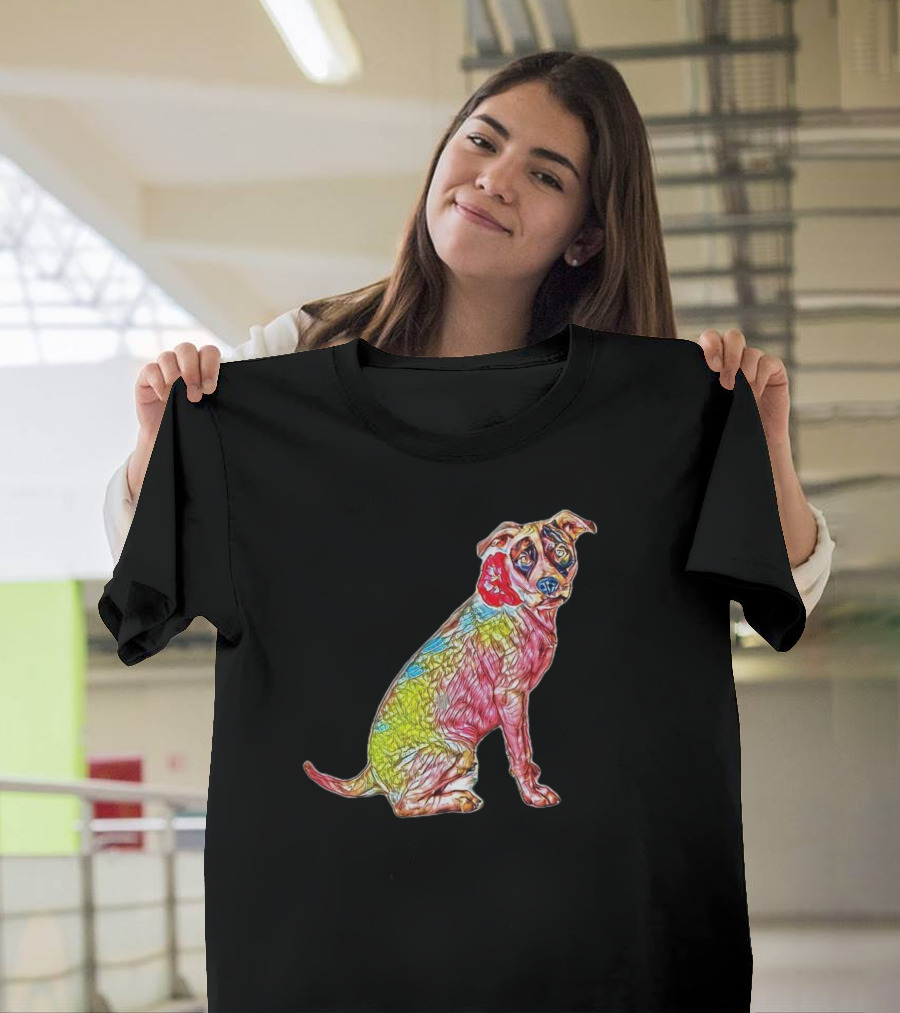 A Beautiful White And Colorful Dog T-Shirt