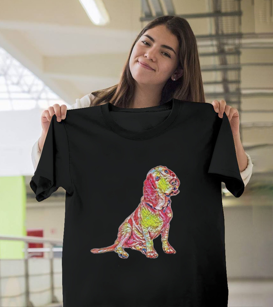 A Happy Young Basset Hound Do in Vibrant Colors T-Shirt
