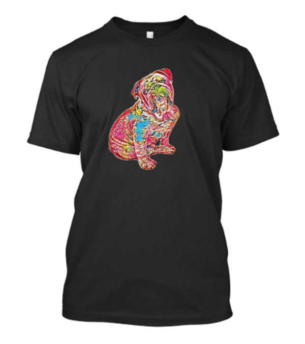 Rescued Bulldog With Vibrant Patchwork T-Shirt