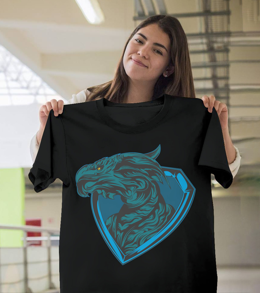 Blue Dragon within Shield Crest T-Shirt