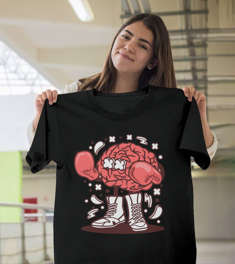 Brain Boxer with Sneakers and Red Gloves T-Shirt