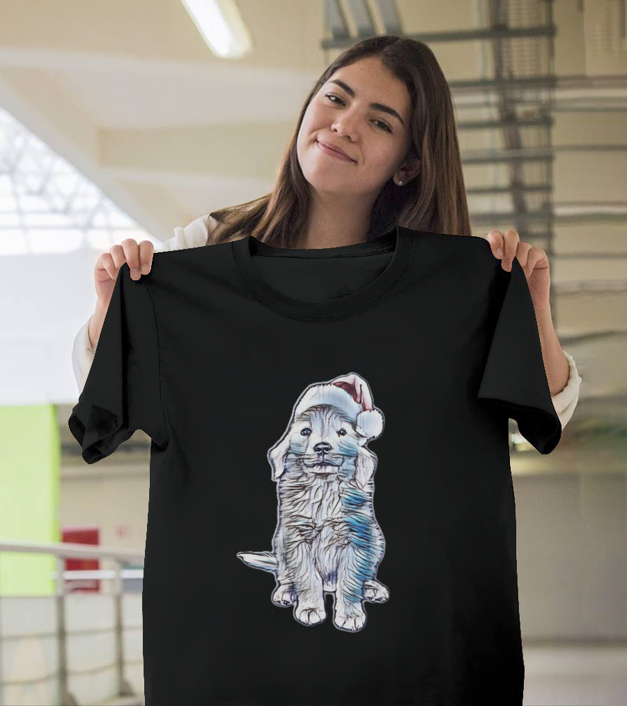 Golden Retriever Puppy Dog Santa Hat T-Shirt