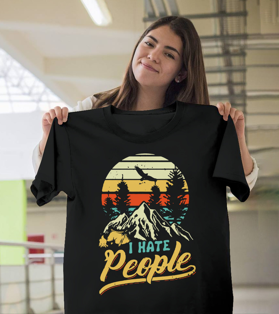 I Hate People Camper Lovers Mountain Sunset Adventure T-Shirt