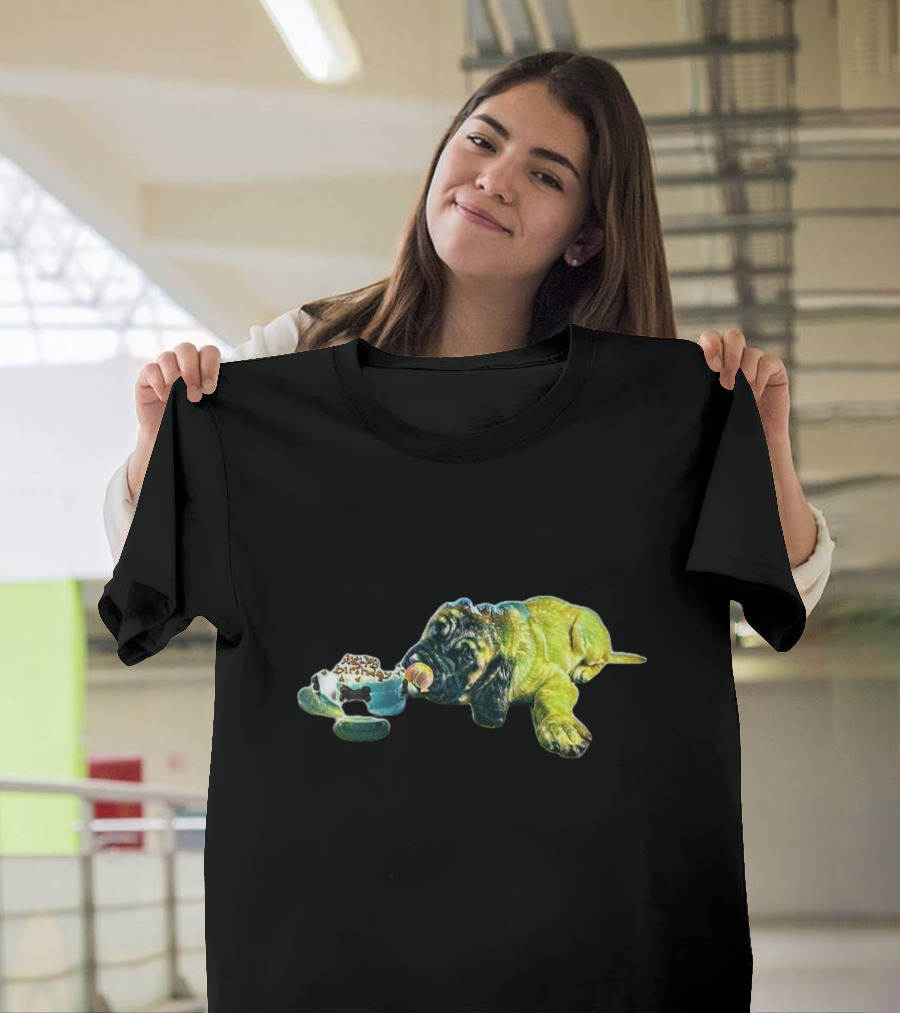 Mastiff Puppy Eating From Blue Bowl T-Shirt