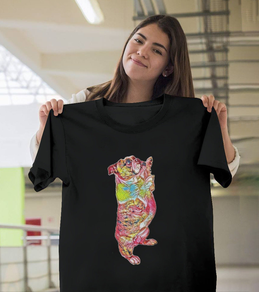 Standing Colorful Side View Bulldog T-Shirt