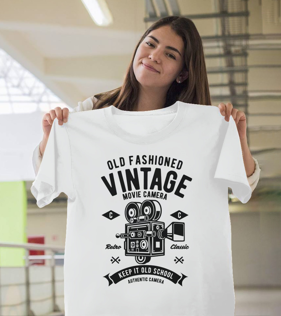 Old Fashioned Vintage Movie Camera Retro Classic Keep It Old School Authentic Camera T-Shirt