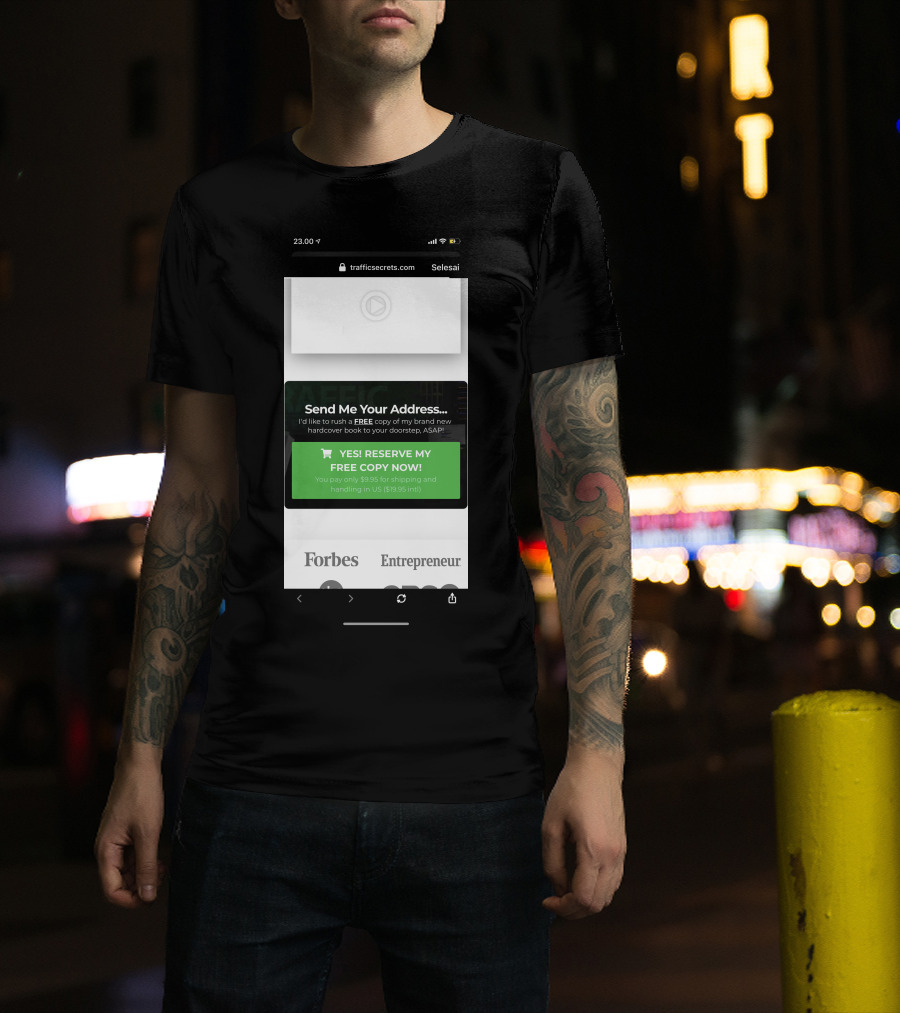 TrafficSecrets.com Free Hardcover Book Offer Forbes And Entrepreneur Featured T-Shirt