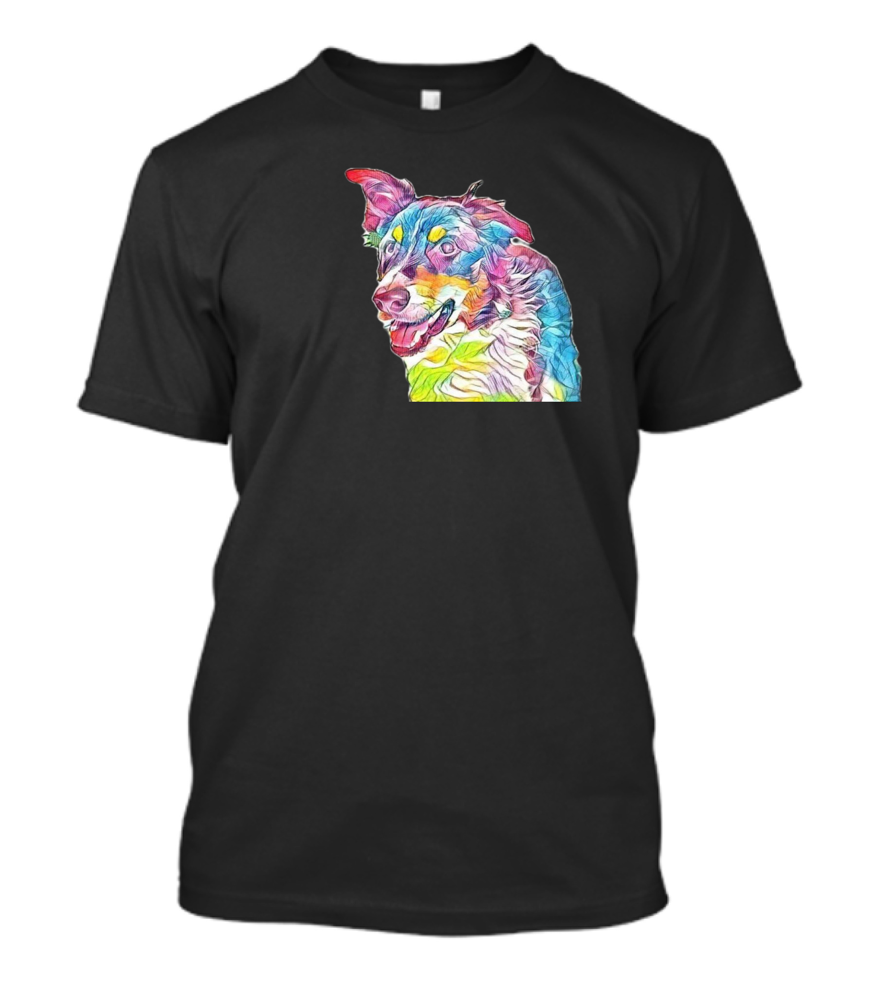 A Close Up Of A Colorful Border Collie T-Shirt